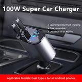 4-in-1 Fast Charging USB-C Car Charger for iPhone, Huawei, and Samsung